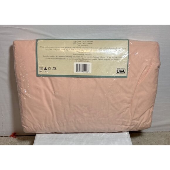 Society Hill King Fitted Sheet Pink 250 Thread Count Cotton Made In USA Vintage - Picture 4 of 5